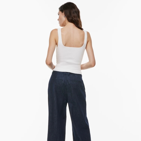 ARITZIA BABATON Sculpt Knit Squareneck Ribbed Tank Top Black and White in Small - Picture 5 of 9